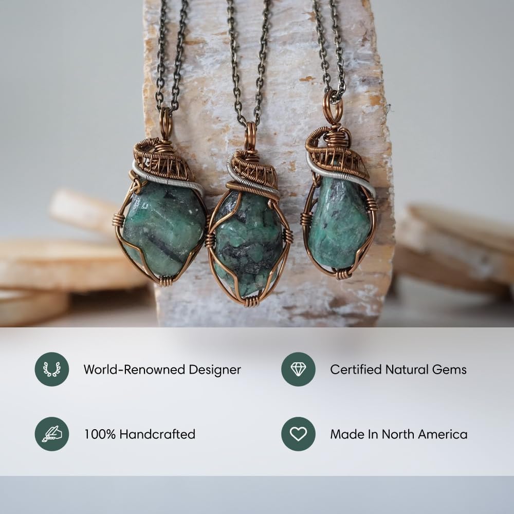 Designs by Nature Gems Necklace for Women - Designer Pendant Necklace - Antique Bronze Chain