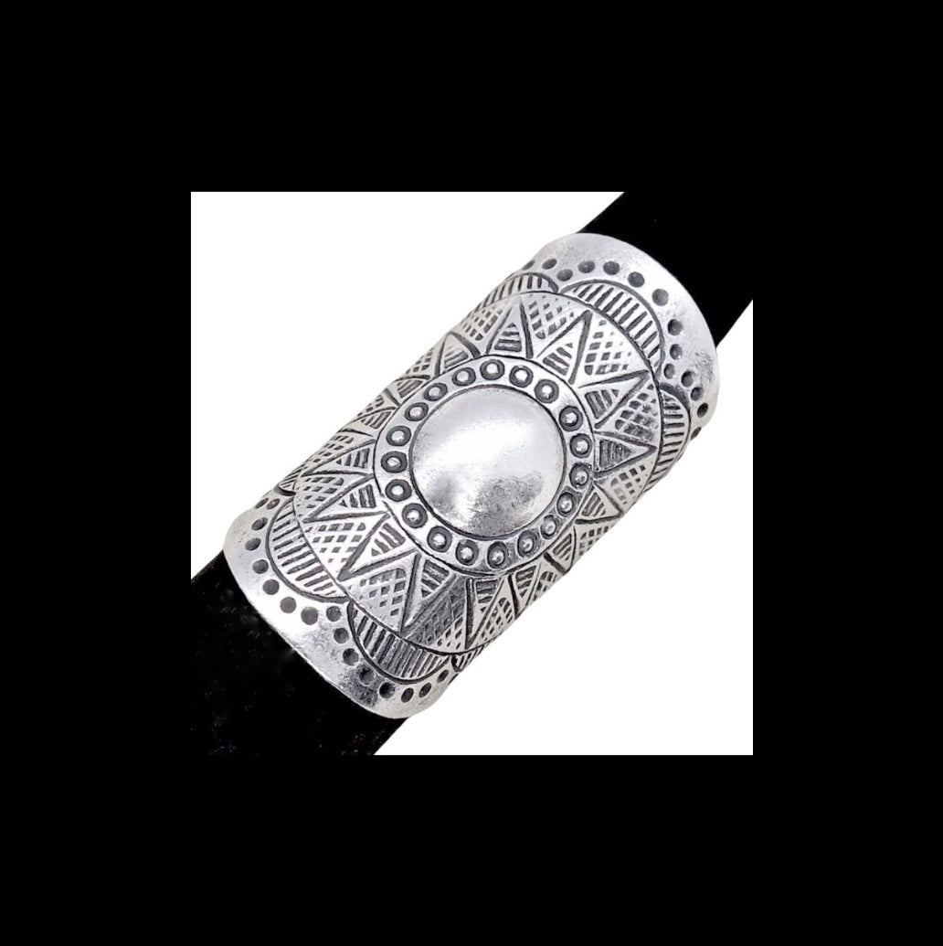 Handmade Sterling Silver Long Large Boho Statement Ring With Symbolic Solar Star Mandala, Tribal Gypsy Hippie Adjustable to Sizes 6-11, Gift for Her - Handmade Lifestyle Shop