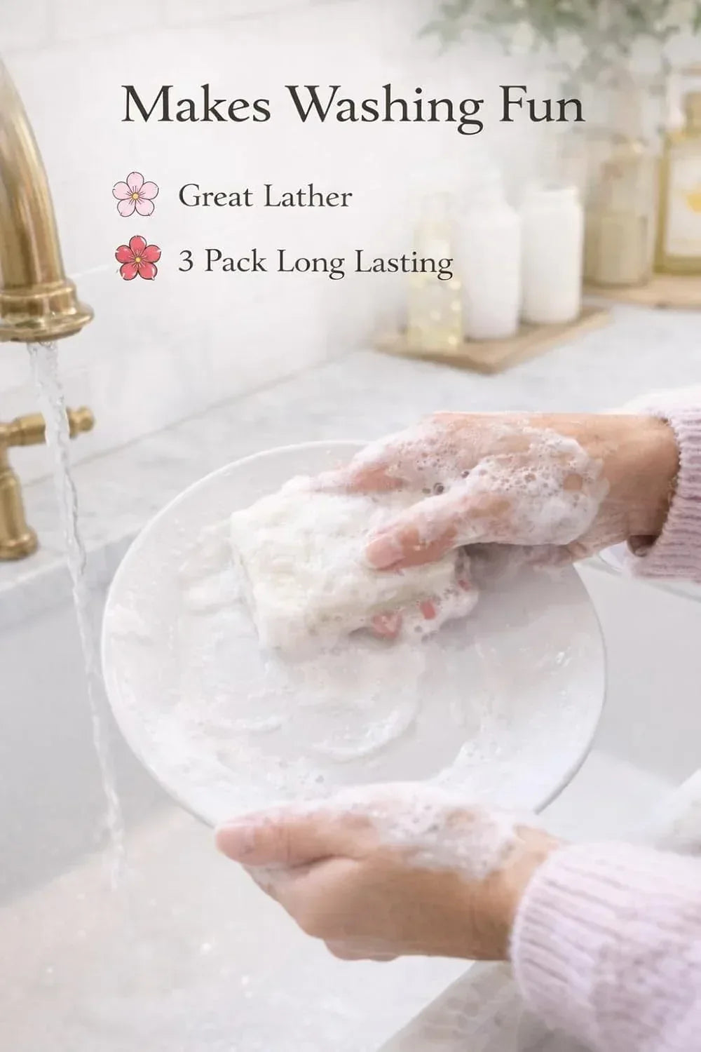 Cherry Blossom & Hibiscus Dish Soap Bars 3 Pack-Natural Solid Dish Soap, Coconut & Castor Oil, Fragrance Oil, Mica- Eco-Friendly Zero-Waste Cleaning (3.2 oz Bars) - Handmade Lifestyle Shop