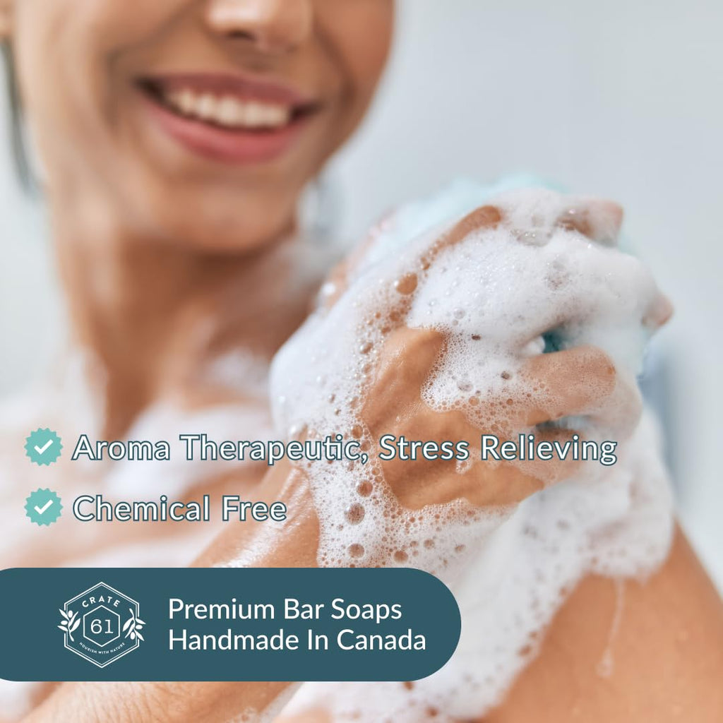 Crate 61 Organics, Handmade in Canada, Plant Based Natural Bar Soap Cold Pressed For Face & Body, w/Premium Essential Oils, For Men & Women 3 Pack (Ginger Cardamom)