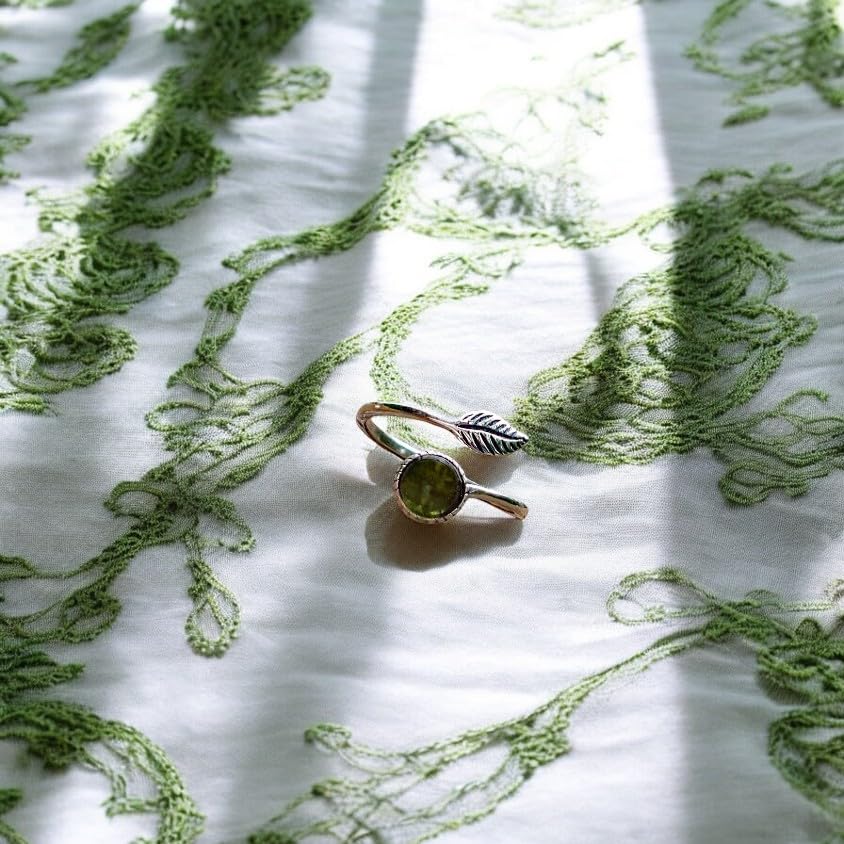 Bottled Up Designs Handmade Vintage Botanical Ring, Recycled Antique Glass Bottles, Sterling Silver, Eco Friendly, Made in USA, Birthday Gifts, Mothers Day, Women, Anniversary