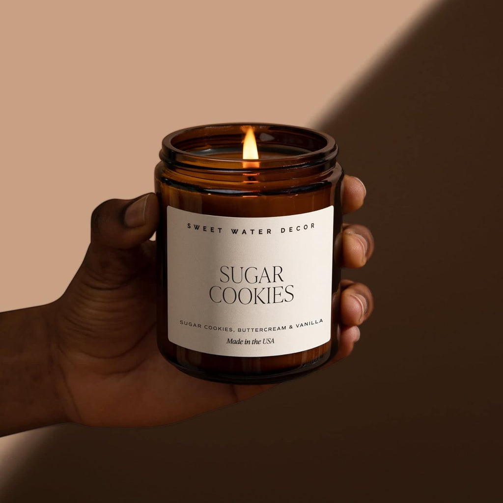 Sweet Water Decor Warm and Cozy Soy Candle - Orange Peel, Cinnamon, Ginger and Clove Scented Candles for Home - 9oz Amber Jar + Black Lid, 40+ Hour Burn Time, Made in The USA