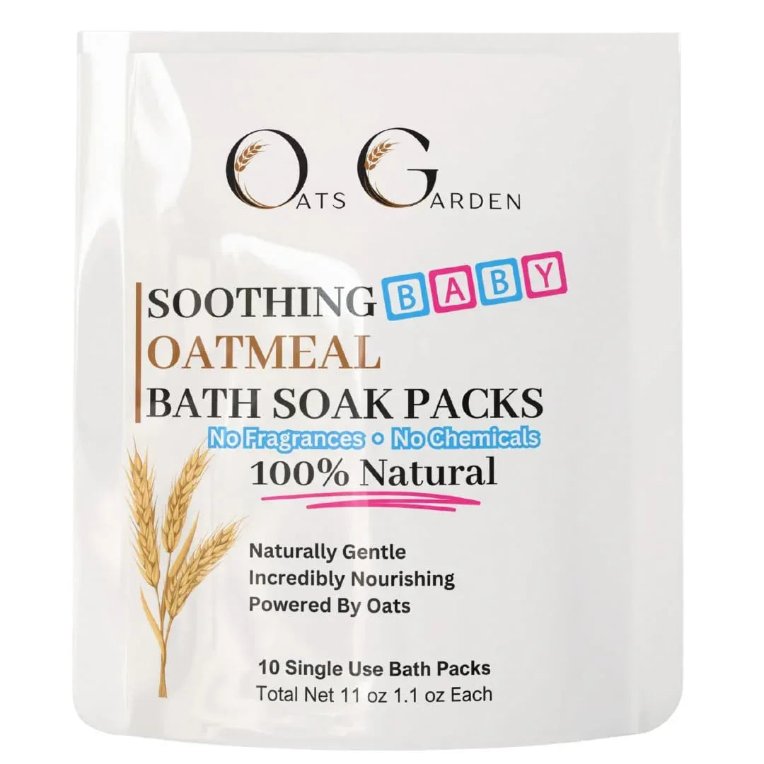 Oats Garden - Baby Oatmeal Bath Soak - Organic Oatmeal, Colloidal Oatmeal & Calamine Clay for Eczema Relief - No Mess Soak Bags, 10 Pack (1 oz each) - Soothes Irritated Skin for Babies & Children - Handmade Lifestyle Shop