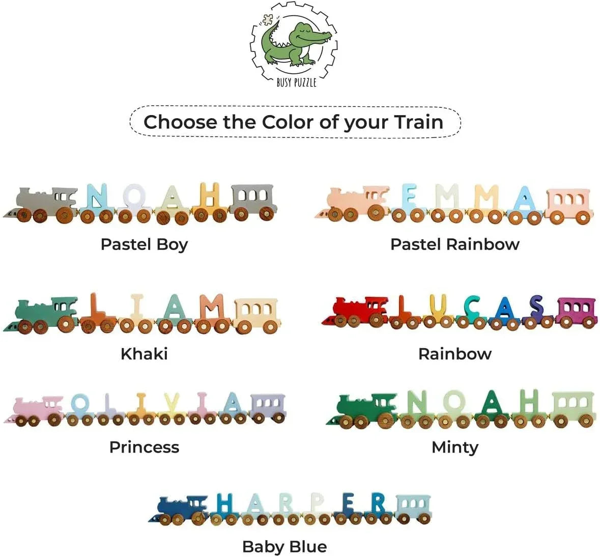 BUSY PUZZLE Personalized Wooden Name Alphabet Train with Name Letters Educational Toys Unique 1st Birthady Gift Easter Present - Handmade Lifestyle Shop