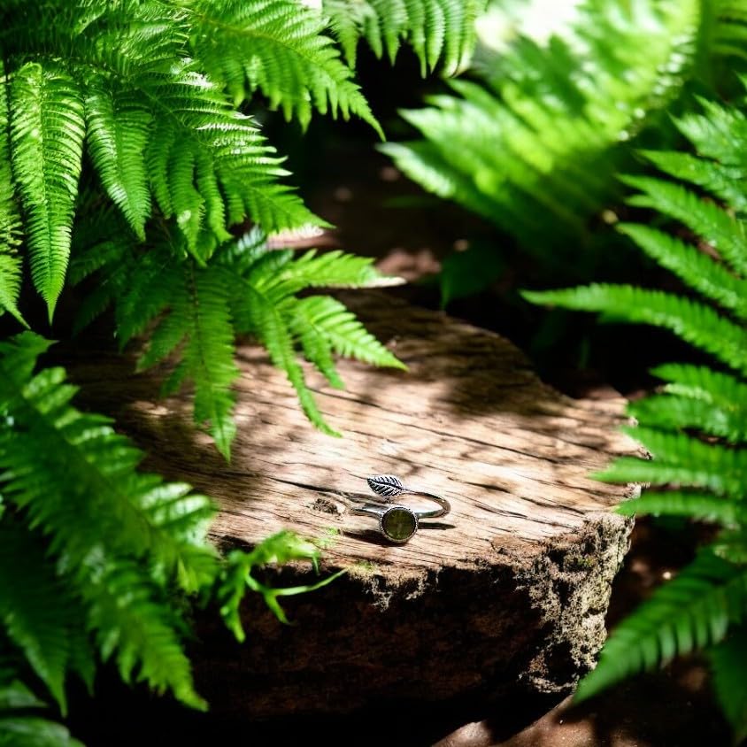 Bottled Up Designs Handmade Vintage Botanical Ring, Recycled Antique Glass Bottles, Sterling Silver, Eco Friendly, Made in USA, Birthday Gifts, Mothers Day, Women, Anniversary