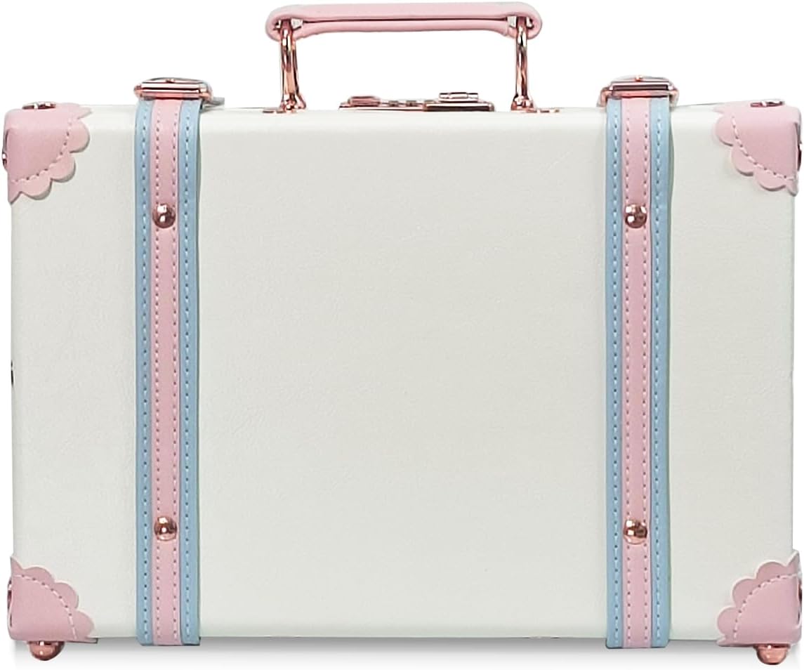 Unitravel Baby Keepsake Case, Handmade Memory Storage Box, Newborn Keepsake Box, Vintage Suitcase for Baby Shower, Baptism, Naming Ceremony or Birthday