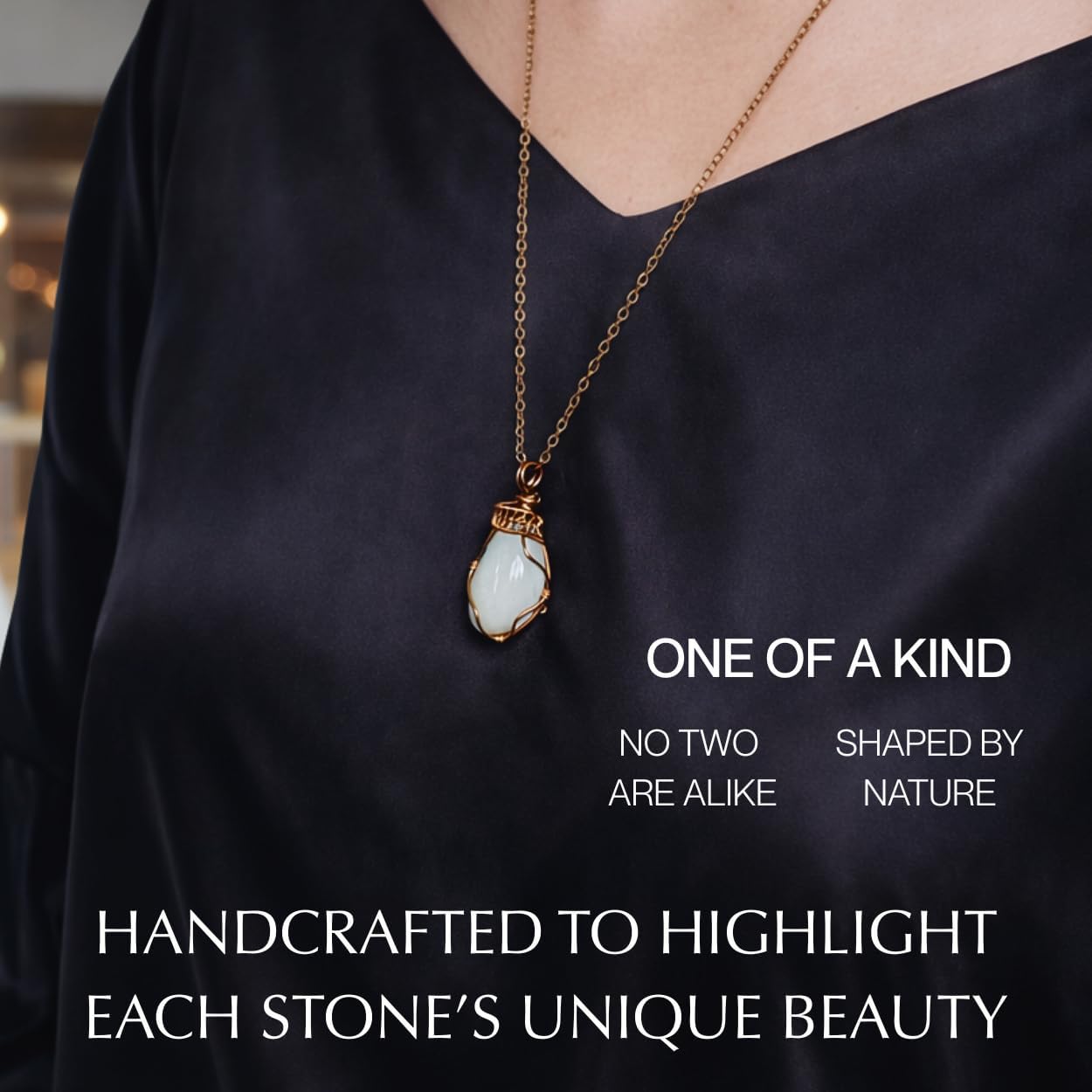 Designs by Nature Gems Necklace for Women - Designer Pendant Necklace - Antique Bronze Chain