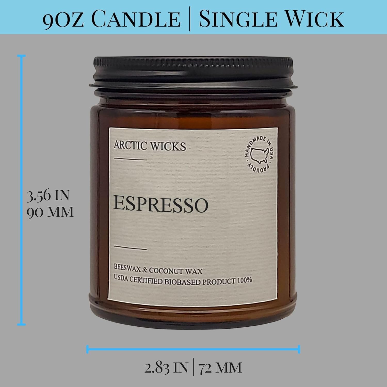 Vanilla Bourbon Candle | Arctic Wicks 9oz Coconut & Beeswax Candles | Scented Non-Toxic Candles for Fall, Winter, Holidays, Gifts For Him, Whiskey Bourbon, Vanilla Candle | USDA Certified Biobased