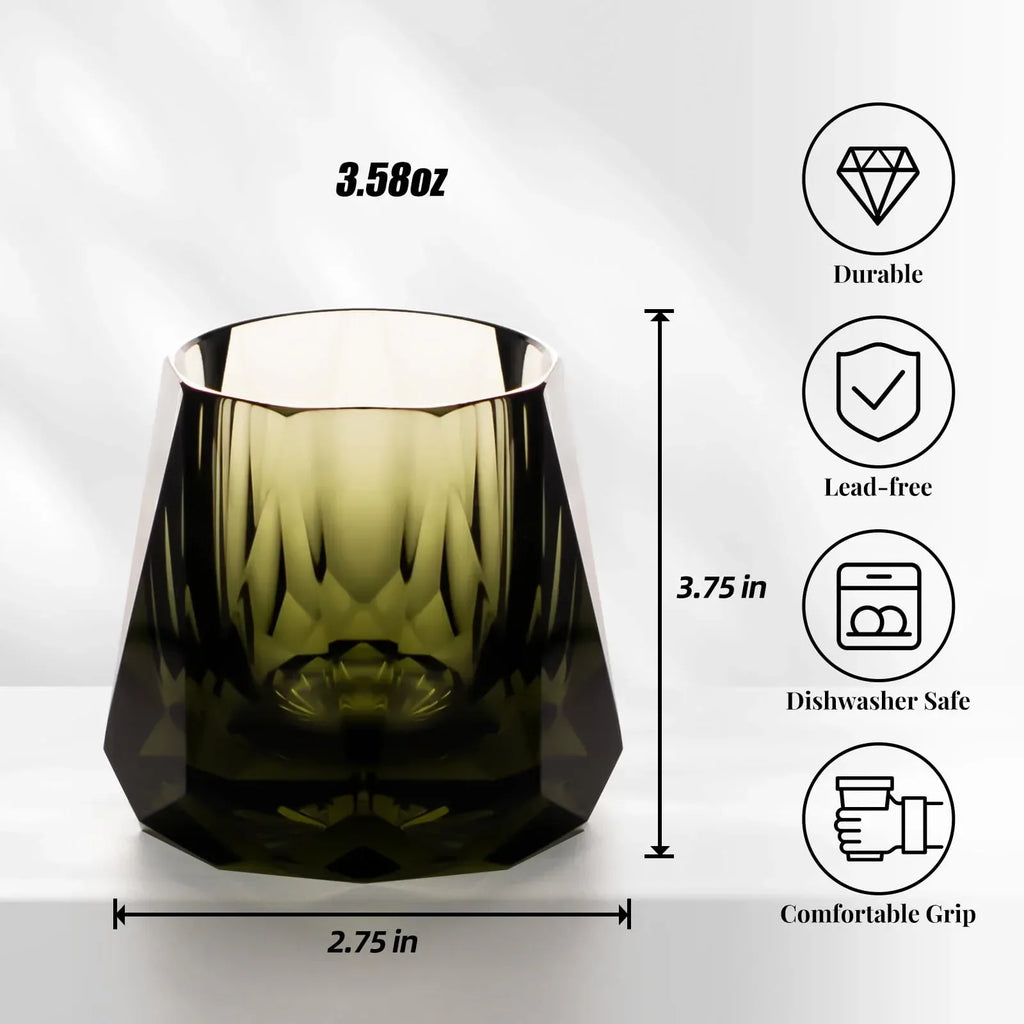 KAMMAK Crystal Whiskey Glasses Set of 2, Handcrafted 7.1oz Old Fashioned Glasses Stemless, Luxury Cocktail Glasses, Hand Blown Scotch Cup for Women, Men Gift for Rocks, Bourbon Barware, Bar - Handmade Lifestyle Shop