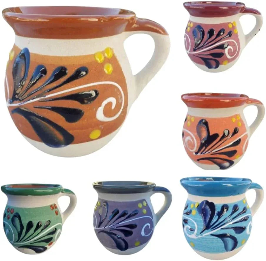 Hand-Painted Mexican clay Mugs, Floral Ceramic Coffee cups, Artisan Handmade Talavera Jarritos Mexican Mugs Tazas de Mexico (Mixed, Single (1)) - Handmade Lifestyle Shop