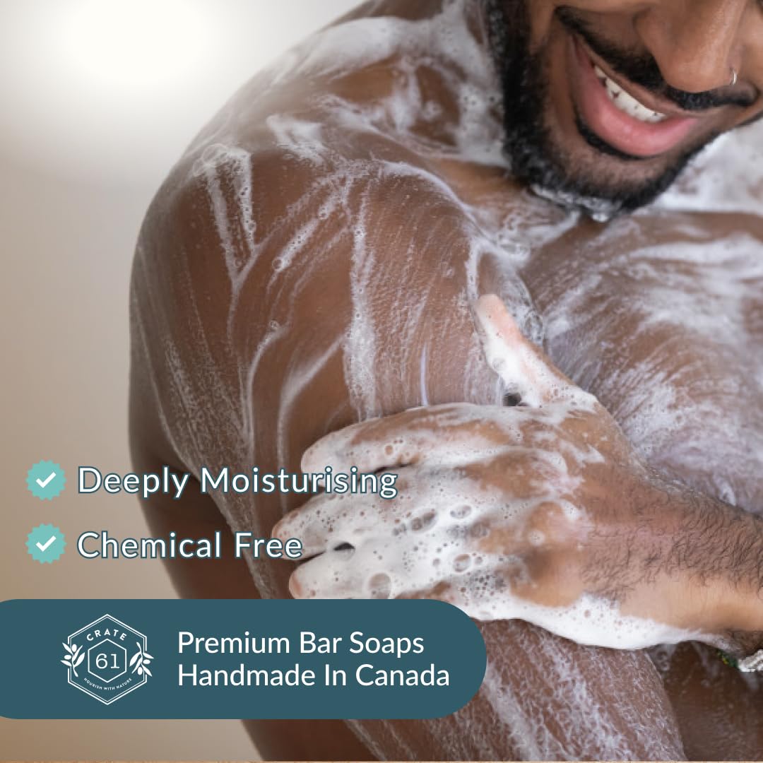 Crate 61 Organics, Handmade in Canada, Plant Based Natural Bar Soap Cold Pressed For Face & Body, w/Premium Essential Oils, For Men & Women 3 Pack (Ginger Cardamom)