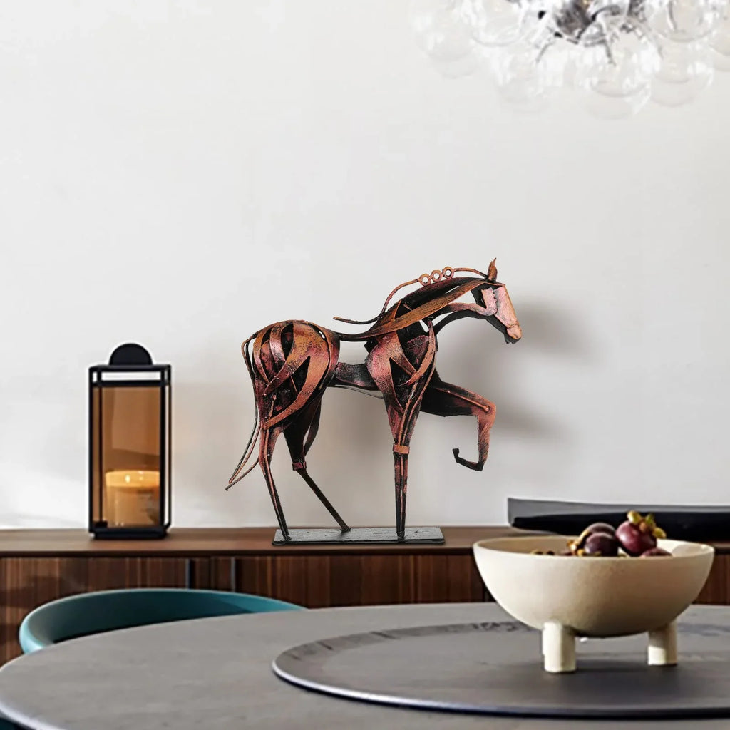 Handmade Metal Horse Statue Decor - Handcrafted & Hand-Painted Sculpture, Unique Rustic Figurine for Home, Office, Desk Decoration (White) - Handmade Lifestyle Shop