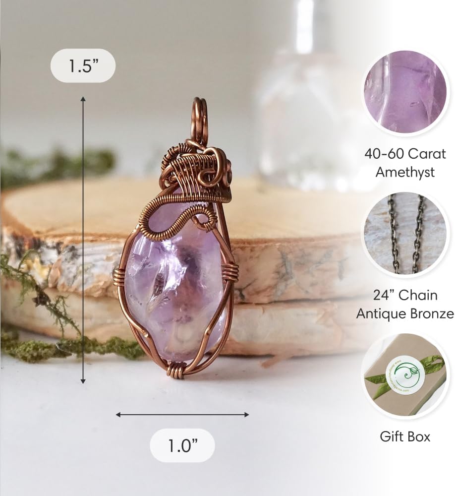 Designs by Nature Gems Necklace for Women - Designer Pendant Necklace - Antique Bronze Chain