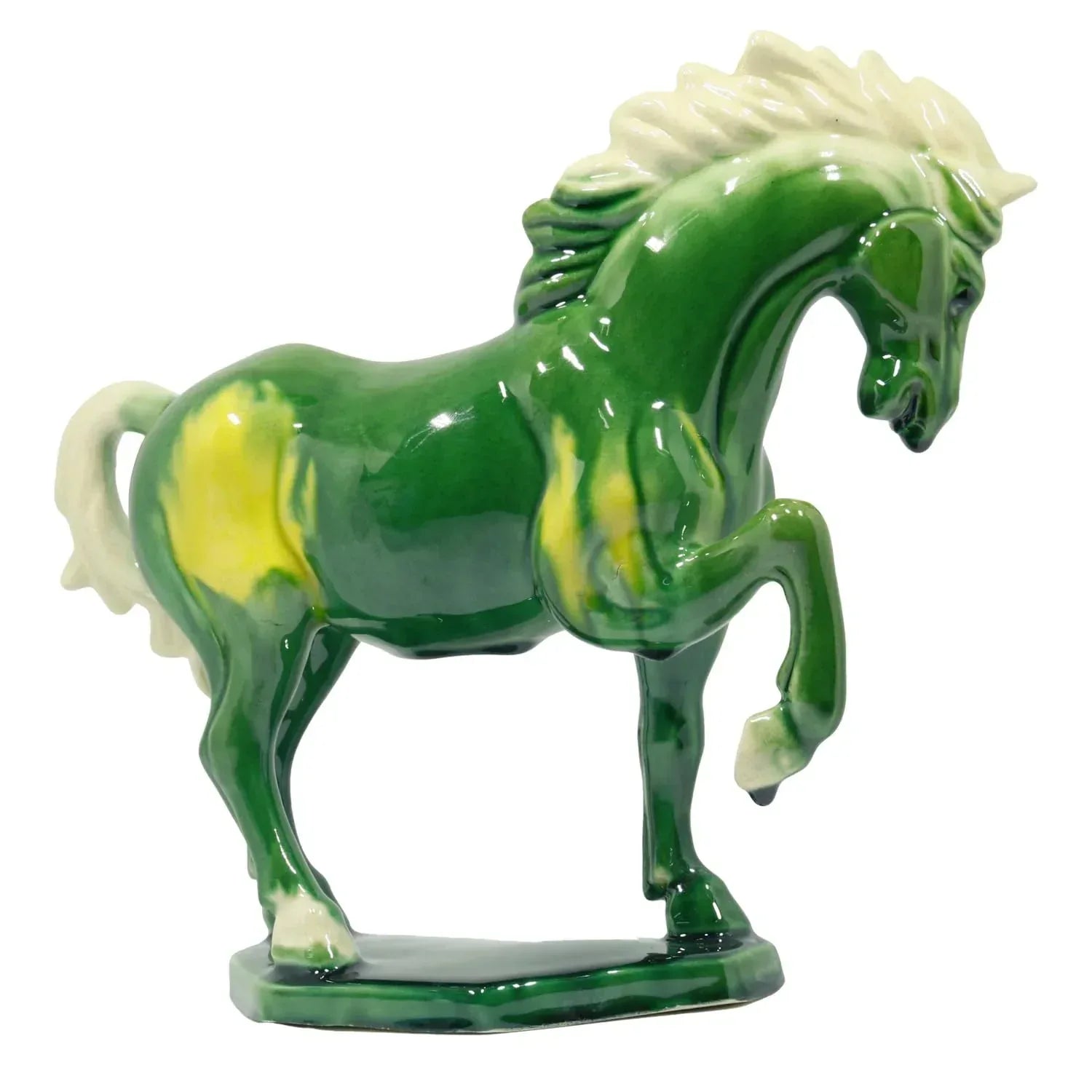 Ceramic Horse Sculpture -8 inch Hand Made Tang Tri-Color Cultural Art Piece,Museum Collection Inspired Home and Office Decor (Green) - Handmade Lifestyle Shop