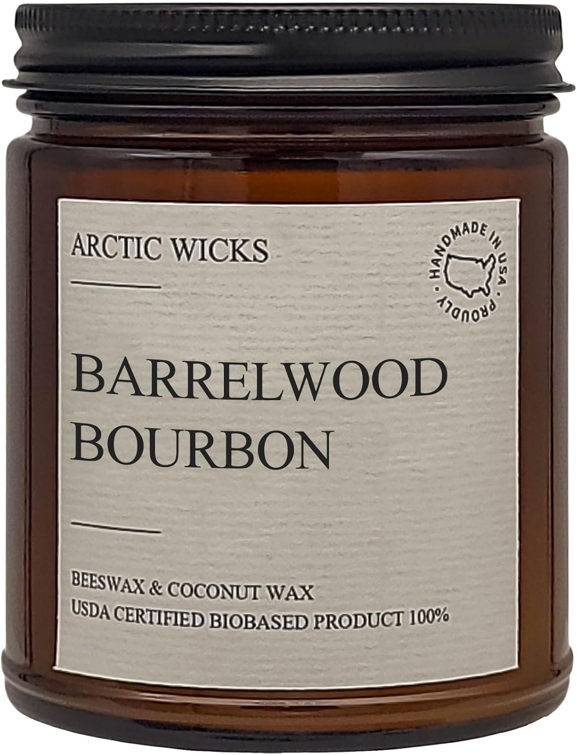 Vanilla Bourbon Candle | Arctic Wicks 9oz Coconut & Beeswax Candles | Scented Non-Toxic Candles for Fall, Winter, Holidays, Gifts For Him, Whiskey Bourbon, Vanilla Candle | USDA Certified Biobased