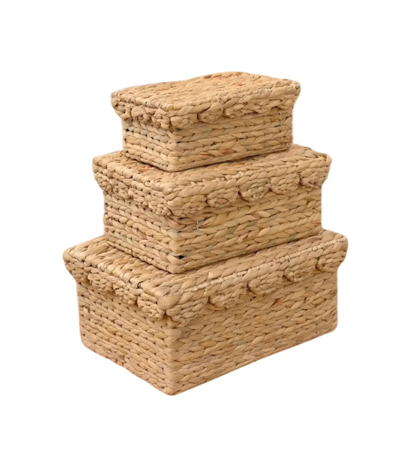 Wicker Storage Basket with Lid Set of 3 – Decorative Seagrass Boxes for Organizing Toys, Clothes & Essentials – Handwoven Natural Storage Bins for Home Decor - Handmade Lifestyle Shop