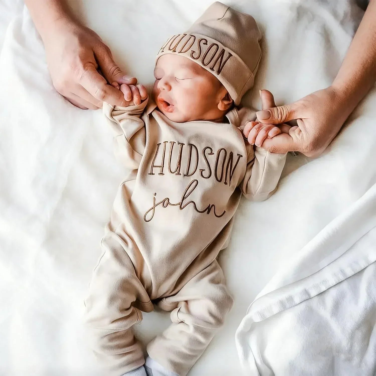 Personalized Baby Onesie Newborn Coming Home Outfit Customized Clothes with Baby's Name in Embroidery Hospital Romper Suit - Handmade Lifestyle Shop