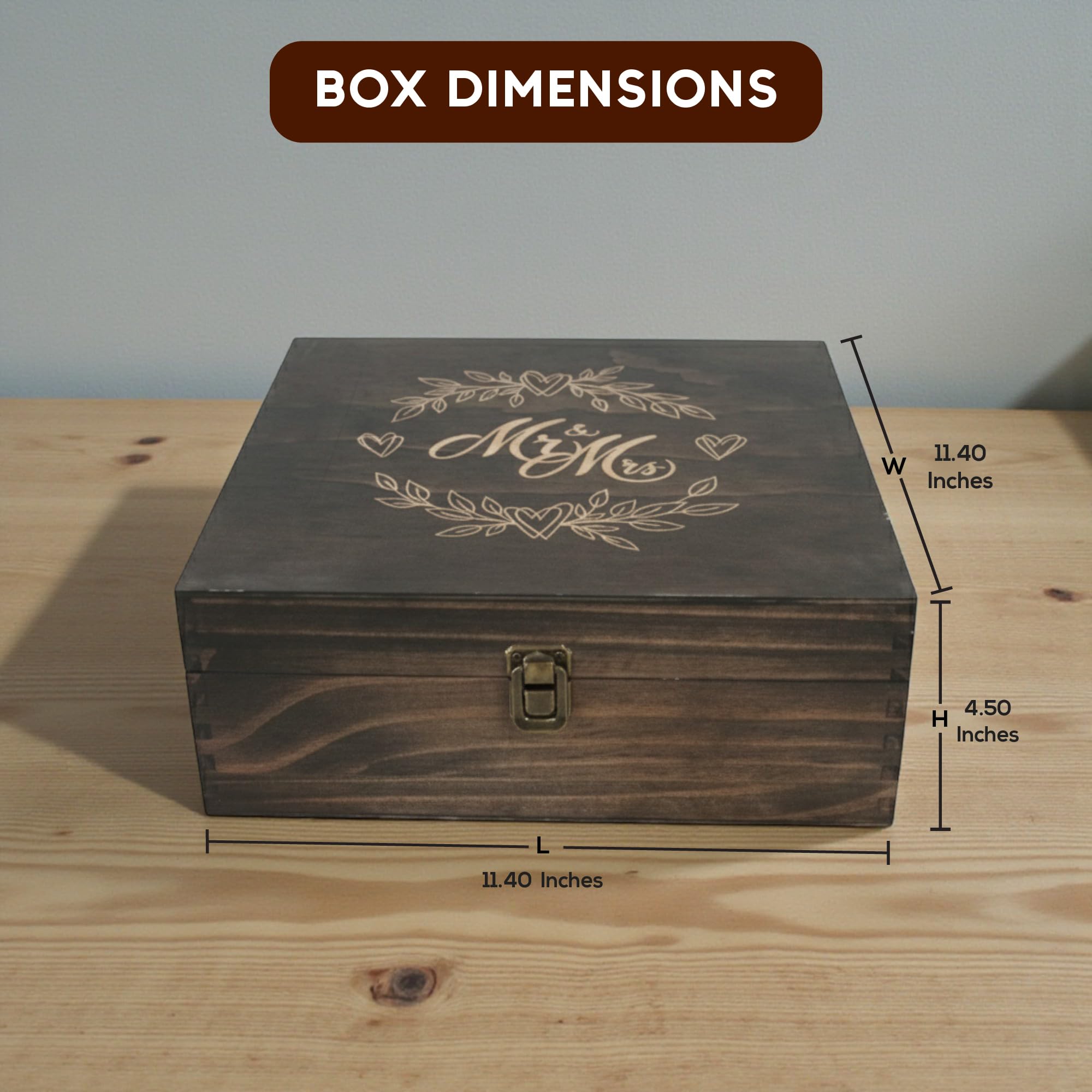 Engraved Memorial Memory Box – Wooden Keepsake Box for Loss of Loved One or Pet – Sympathy Gift – Medium Size – Dark Walnut Finish – 8.5 x 6 x 3 in