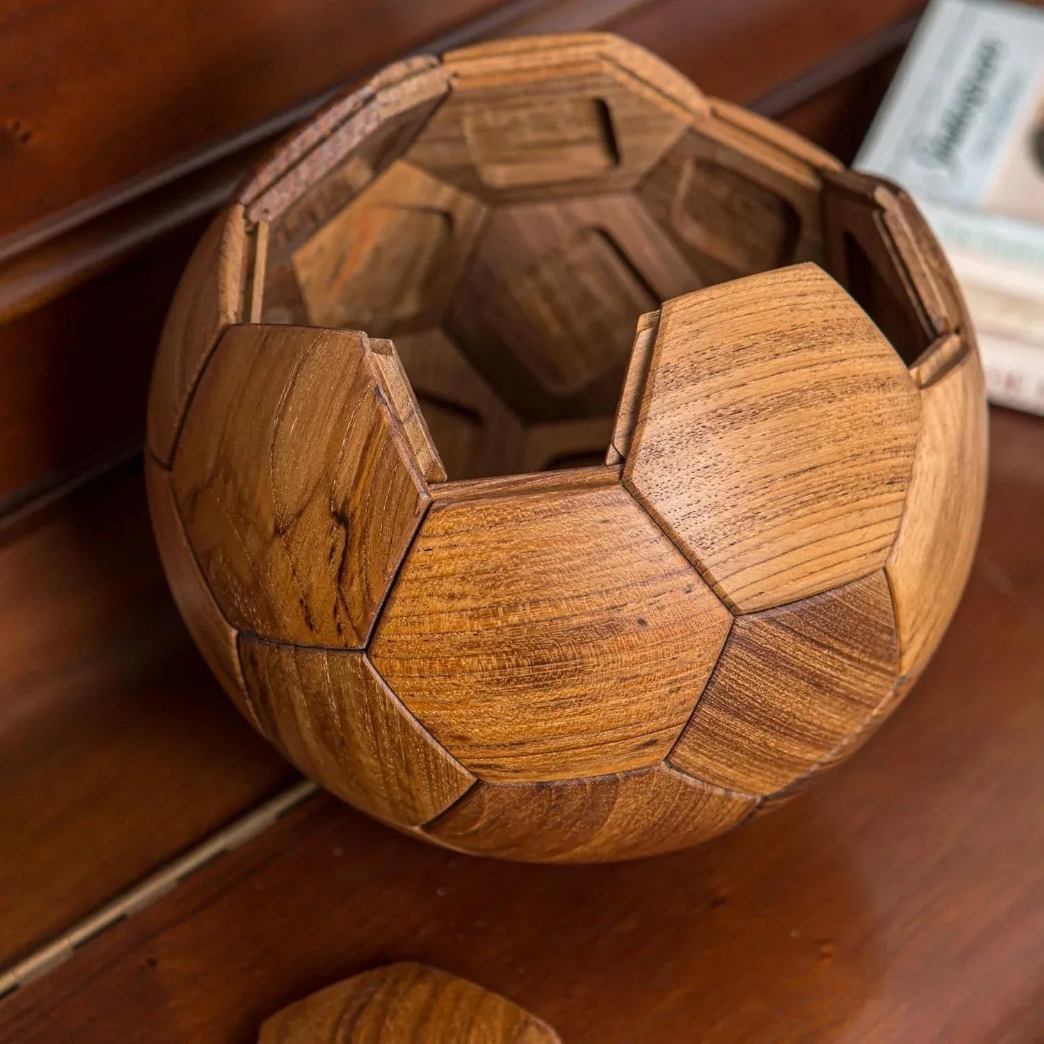 3D Wooden Soccer Building Block Set Puzzle, Handmade 3D Educational Toys Gift for Kids, World Cup Souvenirs, Luxury Home Decoration Ball Ornaments - Solid Teakwood - Handmade Lifestyle Shop