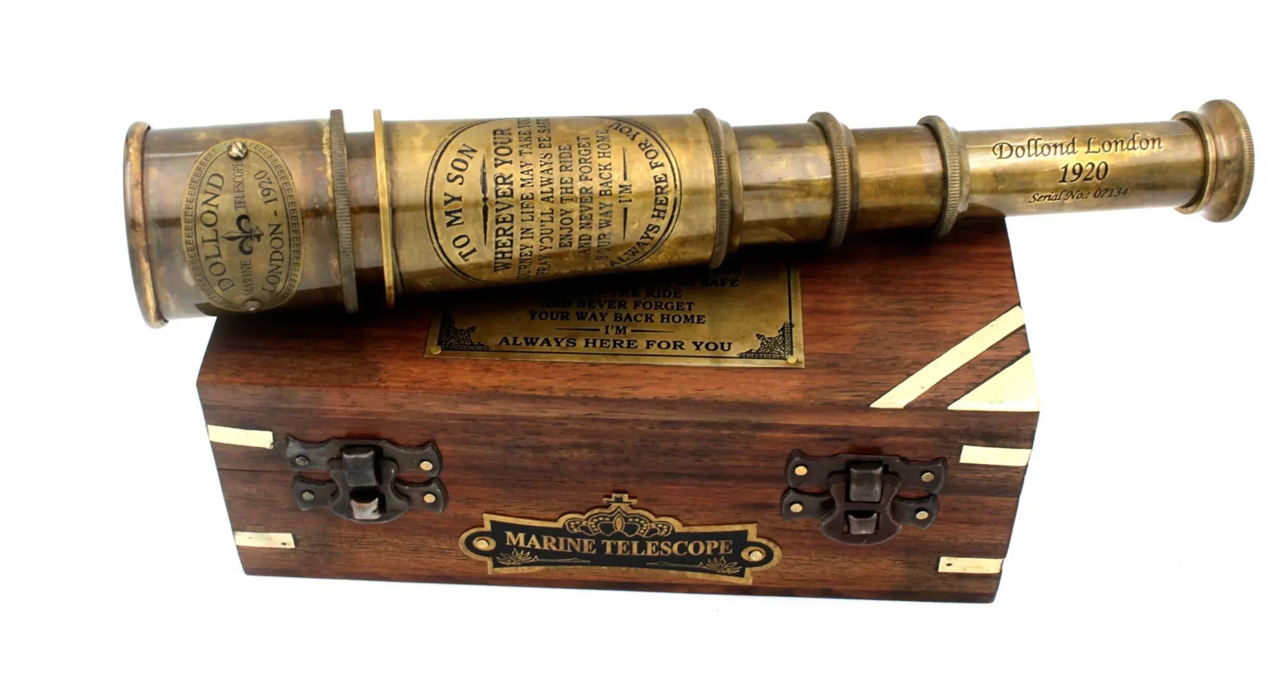 Handcrafted Brass Maritime Telescope with Wooden Box (Style 1) - Handmade Lifestyle Shop
