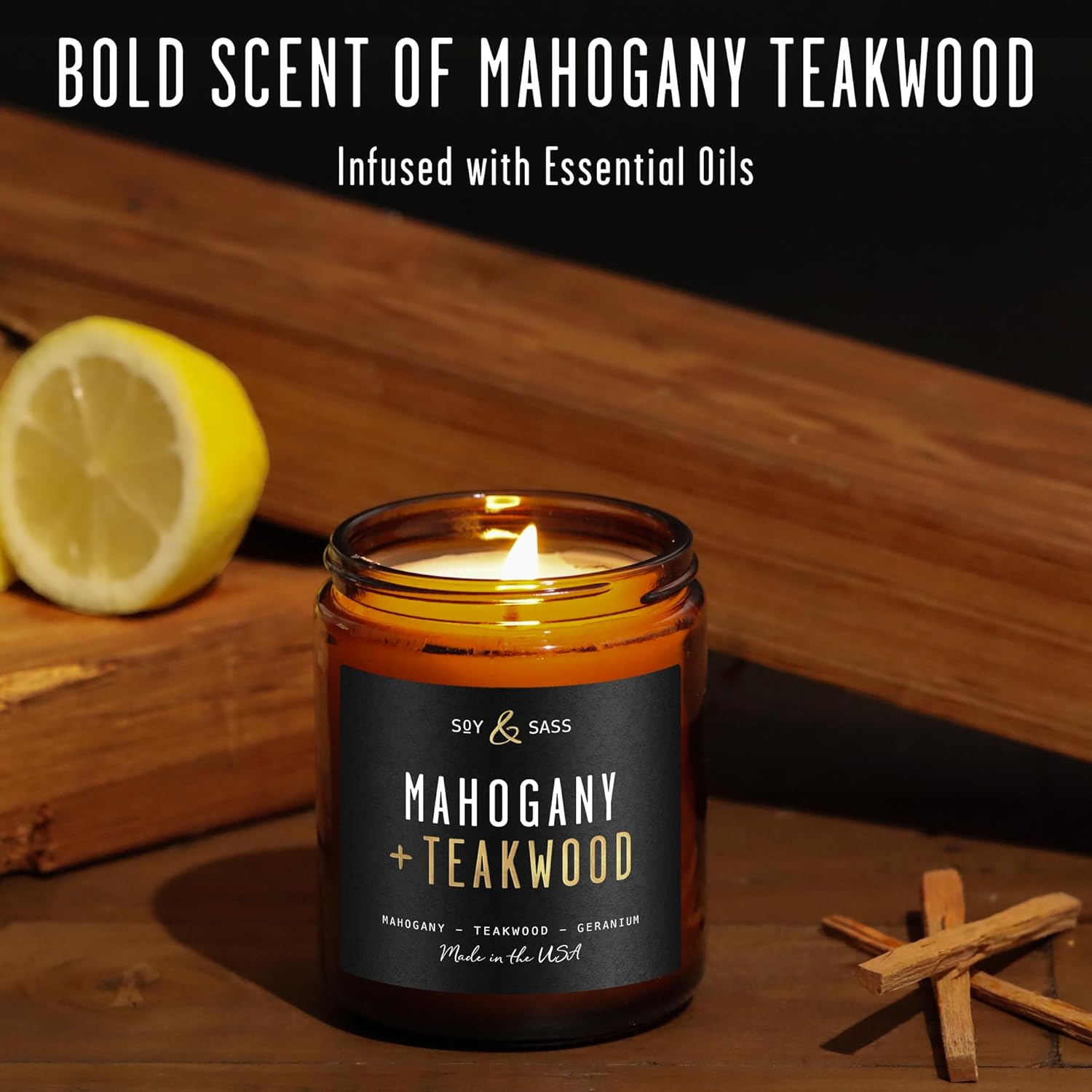 Smoked Vanilla Whiskey Candle - Scented Black Candles for Men or Women - Bourbon, Tobacco & Caramel Soy Wax Mens Candle - Infused w/Essential Oils | Long 50Hr Burn,9oz I Non Toxic I Made in USA