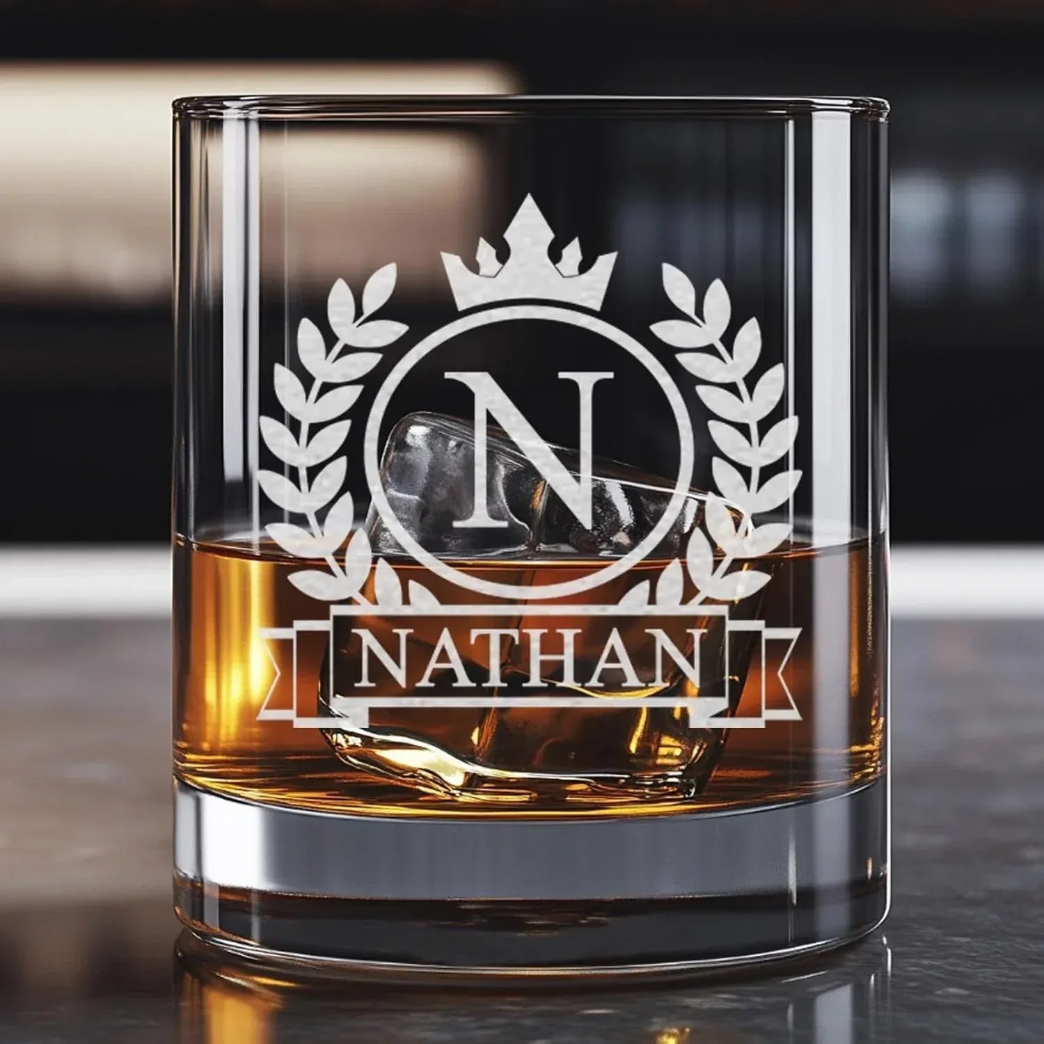 Personalized Whiskey Glass for Men, Custom Engraved Name & Initial Rocks Glasses, 11oz, Barware for Men, Father’s Day Gifts - Handmade Lifestyle Shop