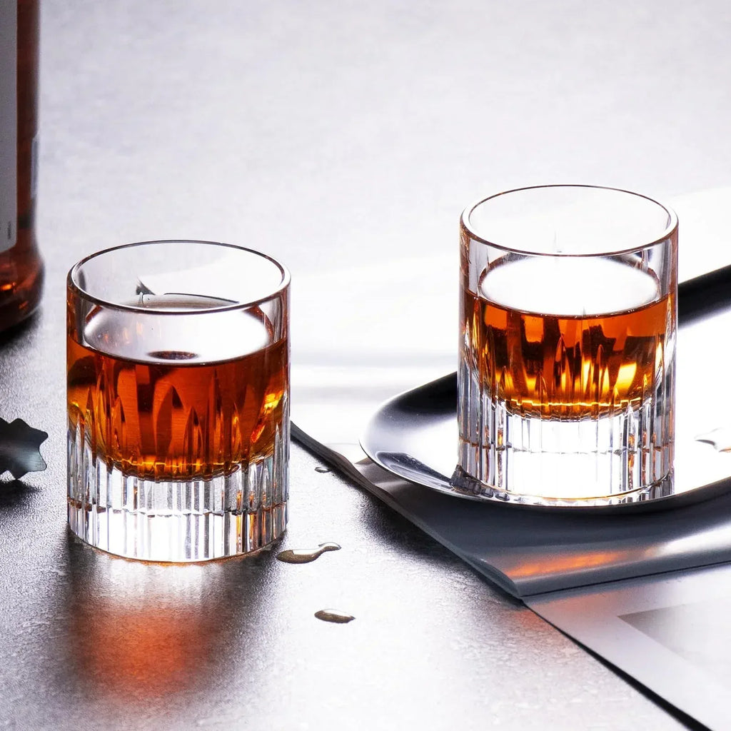 KAMMAK Crystal Whiskey Glasses Set of 2, Handcrafted 7.1oz Old Fashioned Glasses Stemless, Luxury Cocktail Glasses, Hand Blown Scotch Cup for Women, Men Gift for Rocks, Bourbon Barware, Bar - Handmade Lifestyle Shop