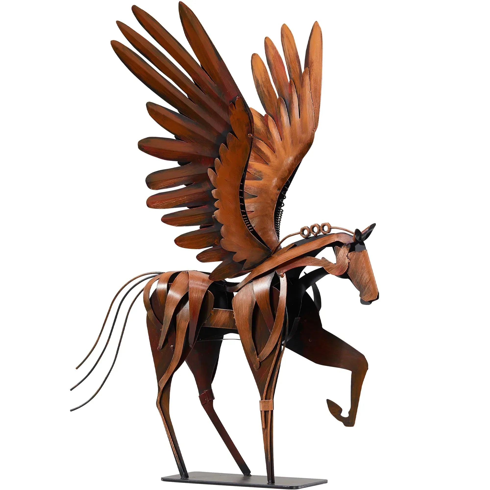 Horse Statue Décor Artwork, 24" H Handmade Metal Pegasus Greek Flying Horse Sculpture, Hand-Painted Animal Figurines for Home Living Room Office (Brown with Wings) - Handmade Lifestyle Shop