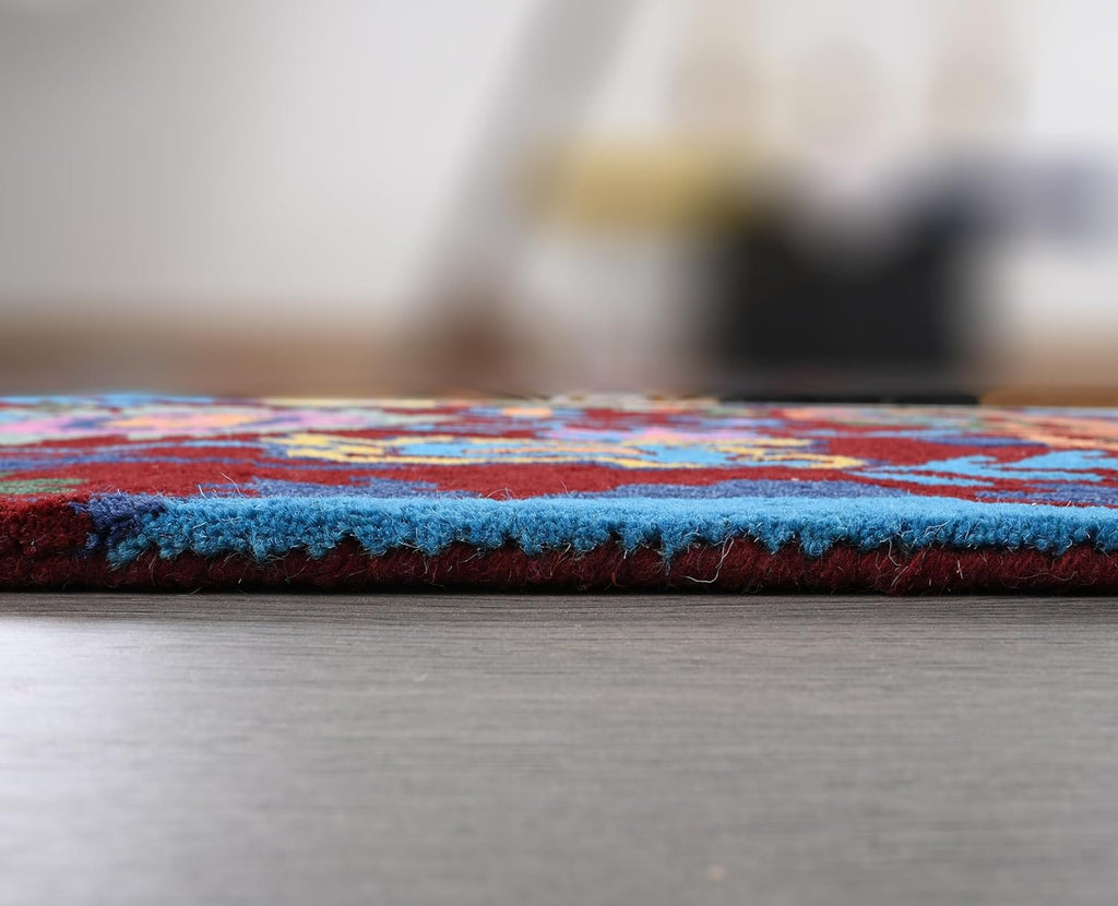 Handmade Oushak Wool Area Rug | Floral and Botanical Patterns in Soft Blue and Green | Luxurious Thick Pile for Living Room, Bedroom & Dining Room Decor (Ivory, 5' x 8')