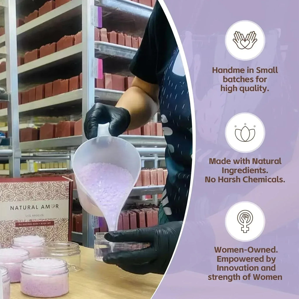 Handmade Bath Salt Gift Set 6 Pack, All Natural, Scented with Essential Oils, Gift for Women - Handmade Lifestyle Shop