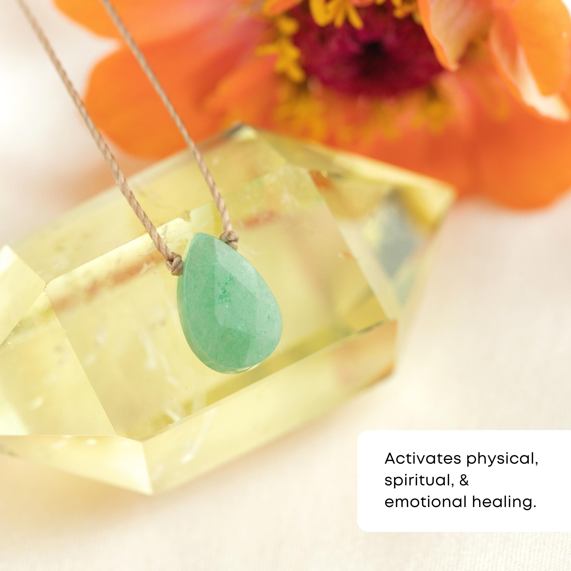 SoulKu Handcrafted Necklace, Empowerment Jewelry With Healing Crystal, Inspirational Jewelry For Women, Mom & Sister Gifts, 2" Extender With Lobster Clasp, 16" Nylon Cord