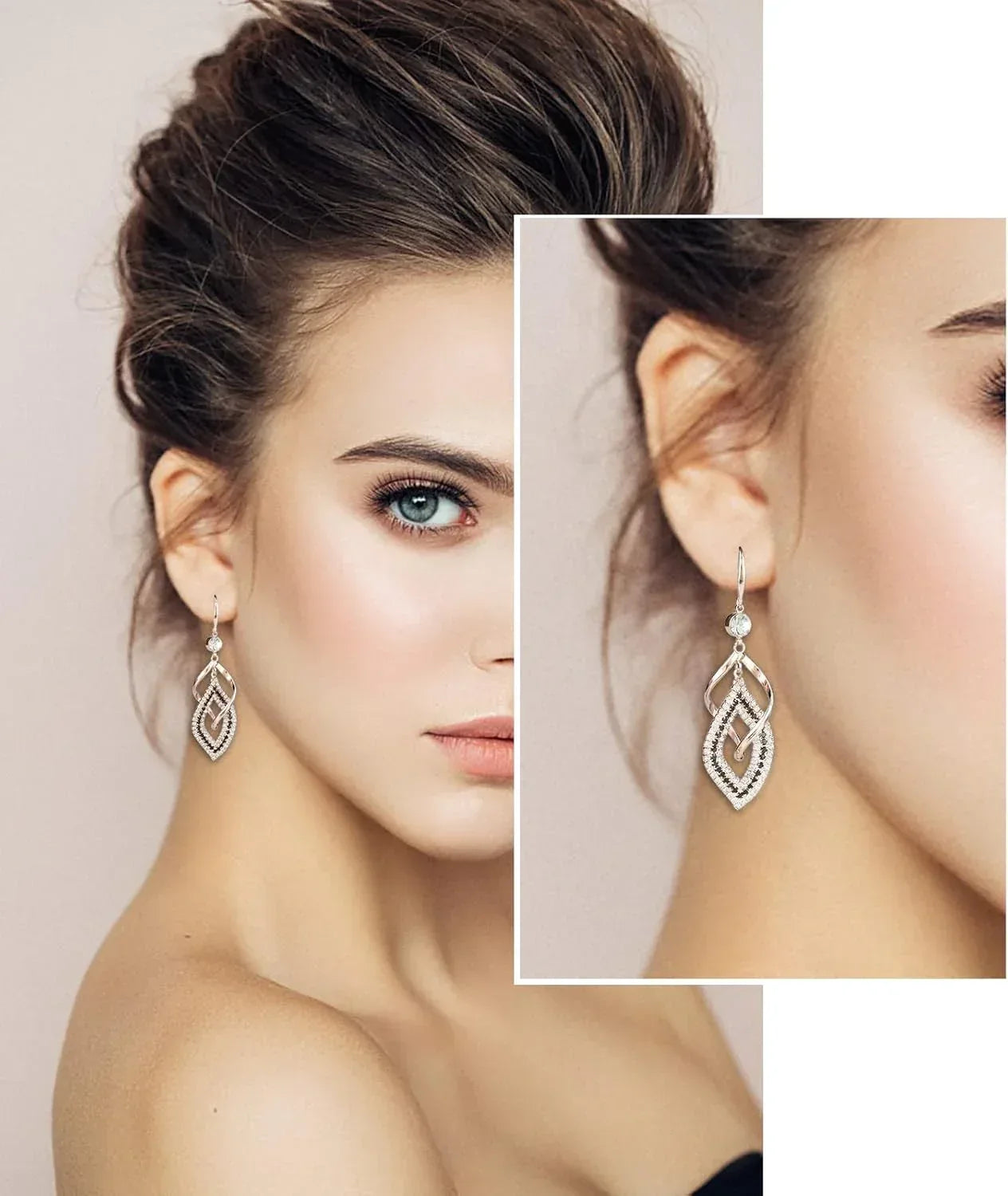 Dangle Earrings for Women, 925 Sterling Silver Handmade Linear Swirl Wire Bohemian Boho 14K Gold Diamonds Earrings Hypoallergenic Fashion Jewelry Gifts for women - Handmade Lifestyle Shop