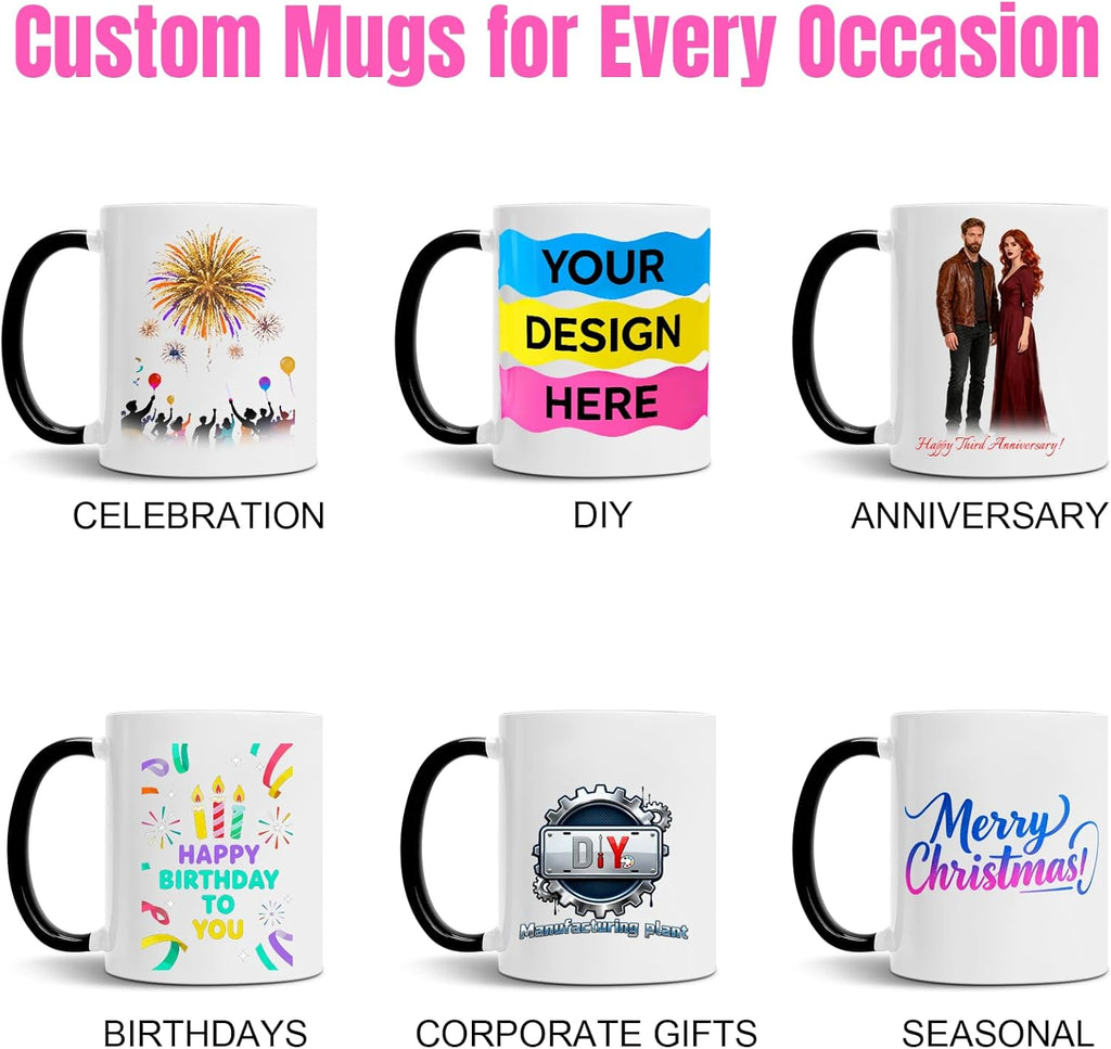 Custom Coffee Mug with Birth Flower & Name - 11oz Large Ceramic Personalized Coffee Cup for Women, Pretty Floral Tea Mugs Gift for Mom Wife Grandma Daughter Sister Coworker Best Friend Birthday