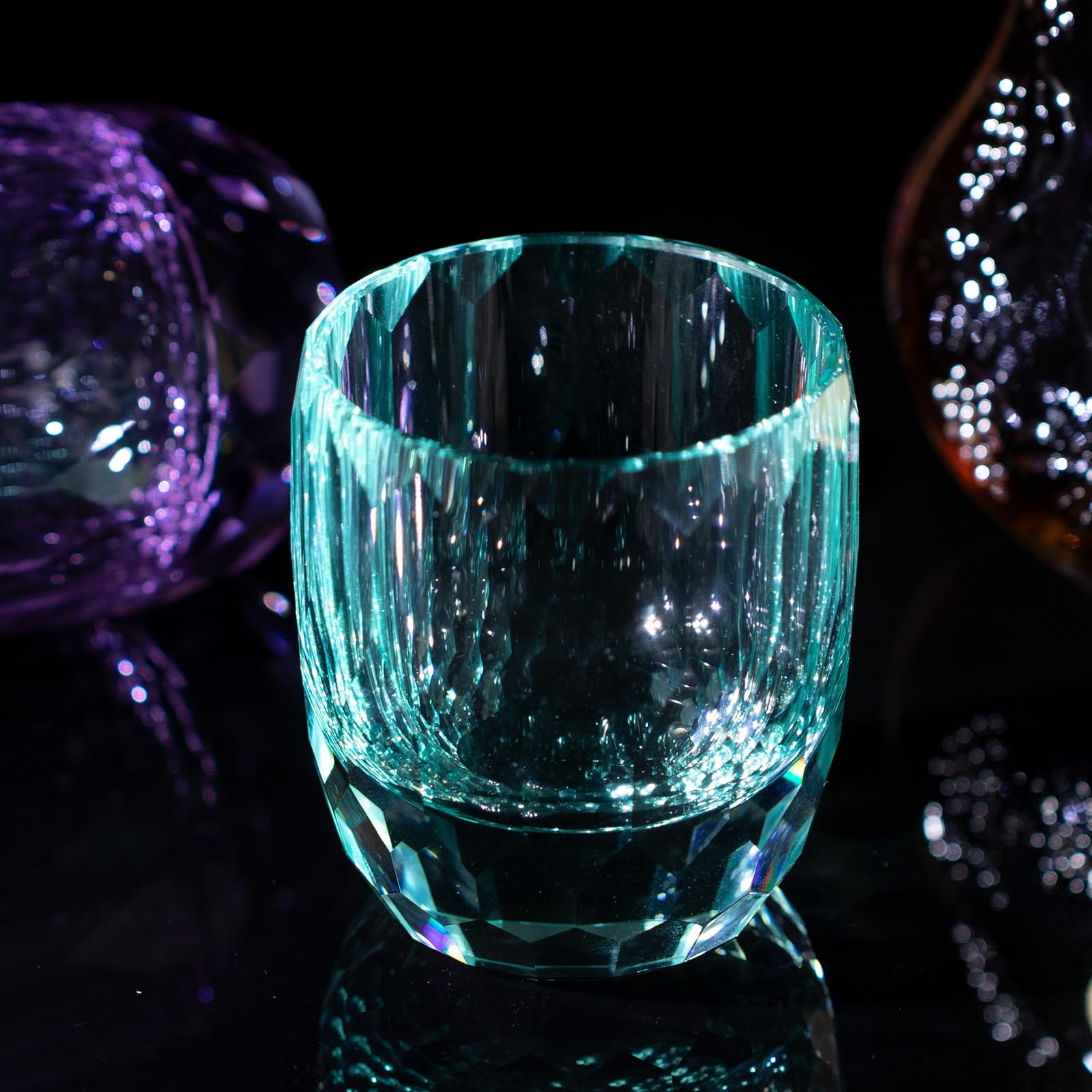 KAMMAK Crystal Whiskey Glasses Set of 2, Handcrafted 7.1oz Old Fashioned Glasses Stemless, Luxury Cocktail Glasses, Hand Blown Scotch Cup for Women, Men Gift for Rocks, Bourbon Barware, Bar