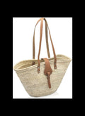 FRENCH BASKET Straw Beach Tote Bag with Leather Handles, Canvas Pouch & Zip Closure, Moroccan Market Basket for Summer - Handmade Lifestyle Shop