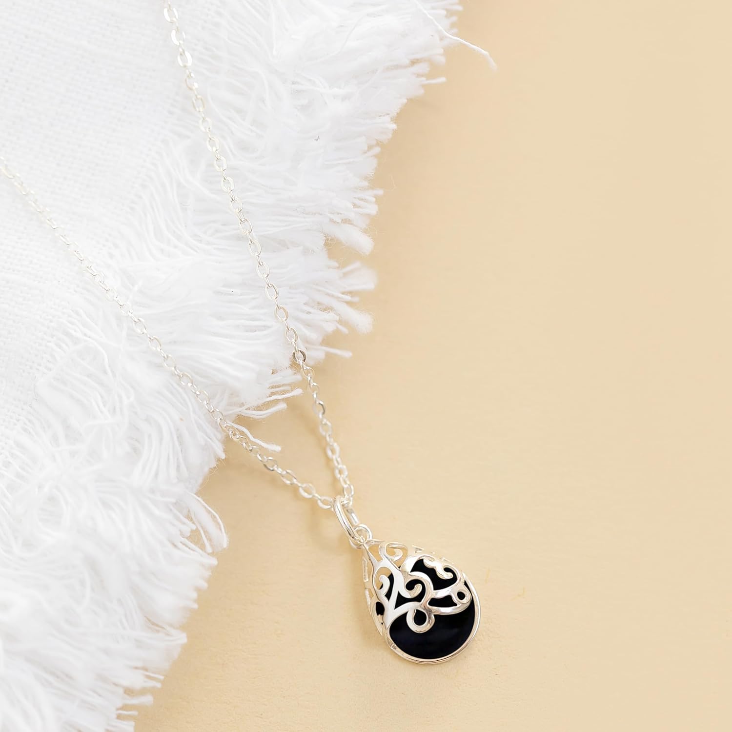 Bottled Up Designs Handmade Filigree Teardrop Necklace, Recycled Antique Glass, Sterling Silver, Eco Friendly, Made in USA, Birthday Gifts, Mothers Day, Women, Anniversary