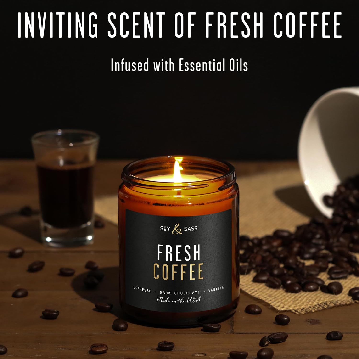 Smoked Vanilla Whiskey Candle - Scented Black Candles for Men or Women - Bourbon, Tobacco & Caramel Soy Wax Mens Candle - Infused w/Essential Oils | Long 50Hr Burn,9oz I Non Toxic I Made in USA