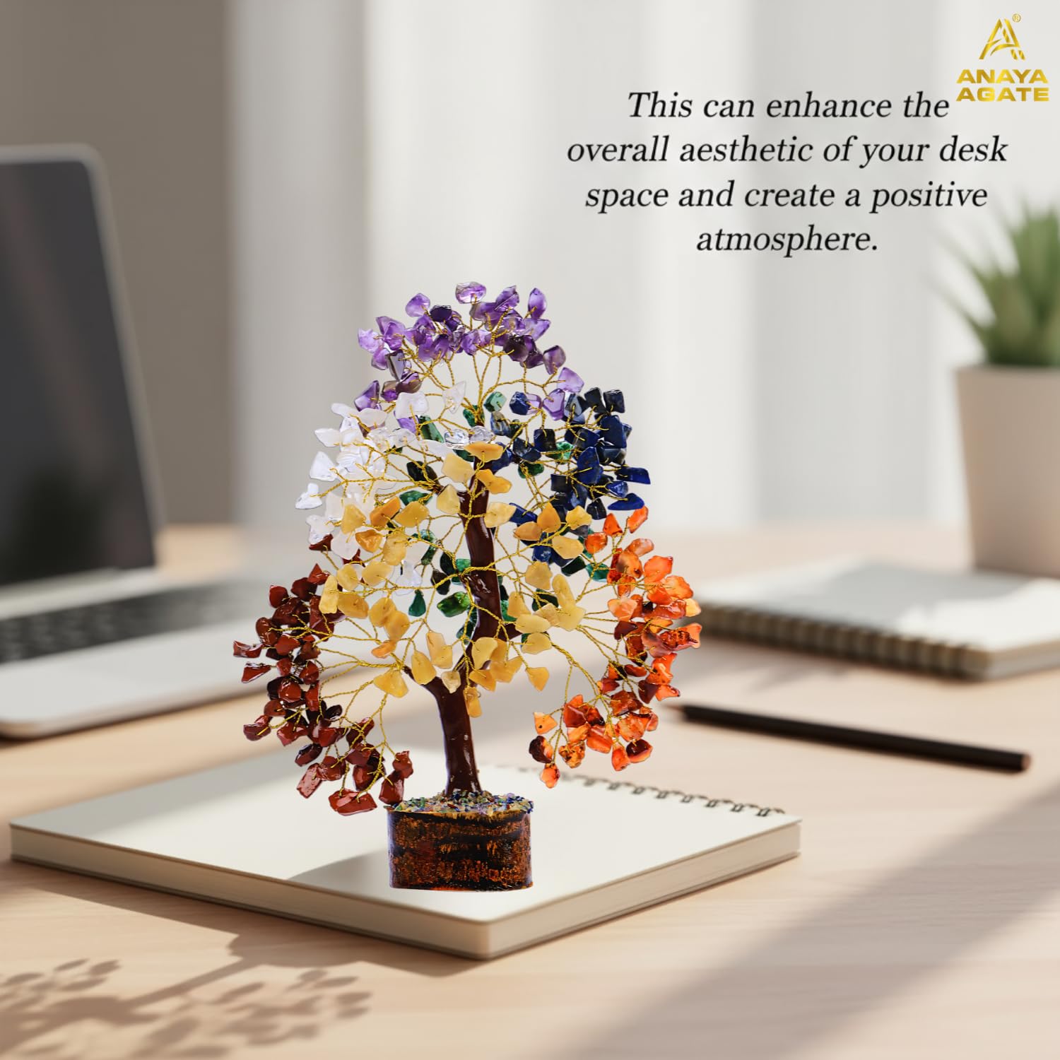 7 Chakra Healing Crystal Tree Kit, Bracelet, Pendant, Necklaces, Handmade Gemstone Money Bonsai Tree of Life Feng Shui Decor for Home Office, Positive Energy, Reiki Healing, for Women