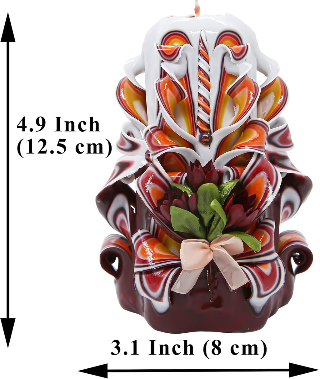 Handmade Carved Candle - Surprise Gift For Her - Decor Birthday Halloween Thanksgiving Christmas - Spiritual Living Room Home Decor Candles - Unique Engagement Wedding Idea - White Blue - Ordagio