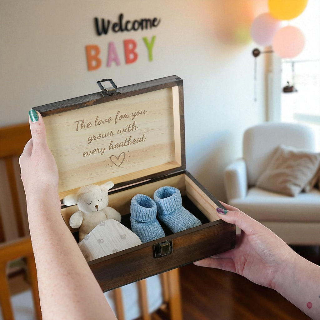 Engraved Memorial Memory Box – Wooden Keepsake Box for Loss of Loved One or Pet – Sympathy Gift – Medium Size – Dark Walnut Finish – 8.5 x 6 x 3 in
