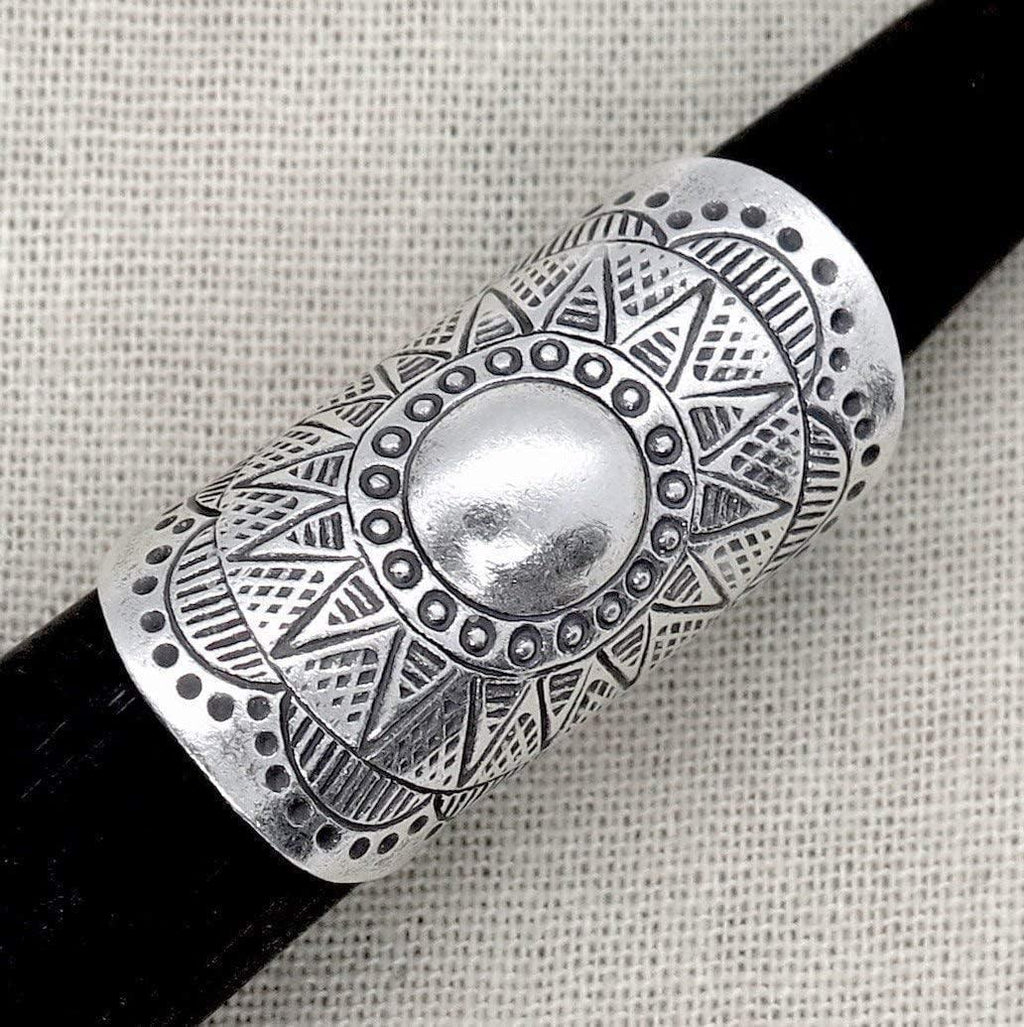 Handmade Sterling Silver Long Large Boho Statement Ring With Symbolic Solar Star Mandala, Tribal Gypsy Hippie Adjustable to Sizes 6-11, Gift for Her - Handmade Lifestyle Shop