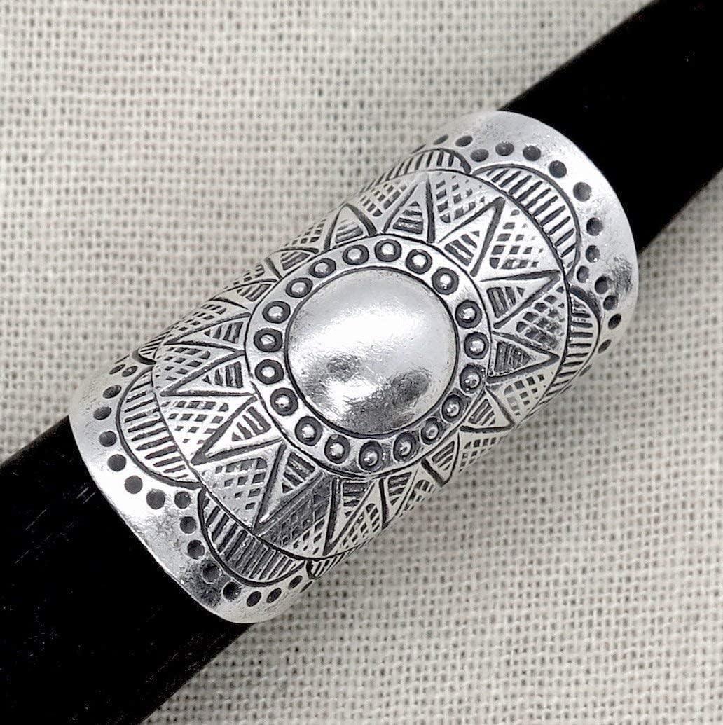Handmade Sterling Silver Long Large Boho Statement Ring With Symbolic Solar Star Mandala, Tribal Gypsy Hippie Adjustable to Sizes 6-11, Gift for Her - Handmade Lifestyle Shop