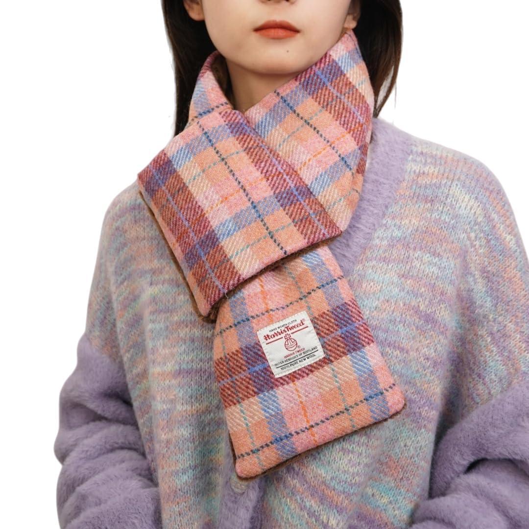 Harris Tweed Tartan Wool Neck Warmer for Women and Men, Handmade Soft Scarf with Plush Lining, Warm Winter Gift - Handmade Lifestyle Shop