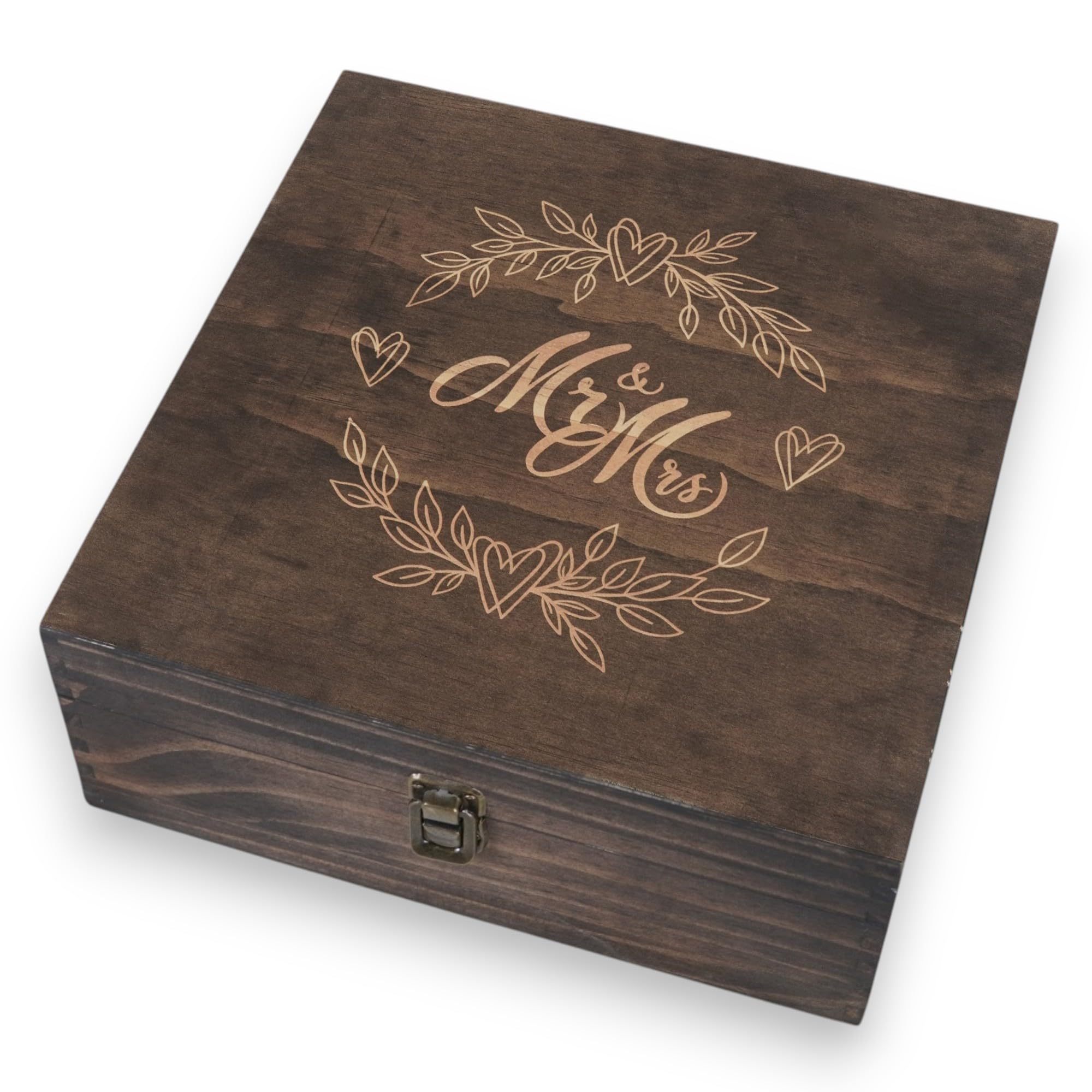 Engraved Memorial Memory Box – Wooden Keepsake Box for Loss of Loved One or Pet – Sympathy Gift – Medium Size – Dark Walnut Finish – 8.5 x 6 x 3 in
