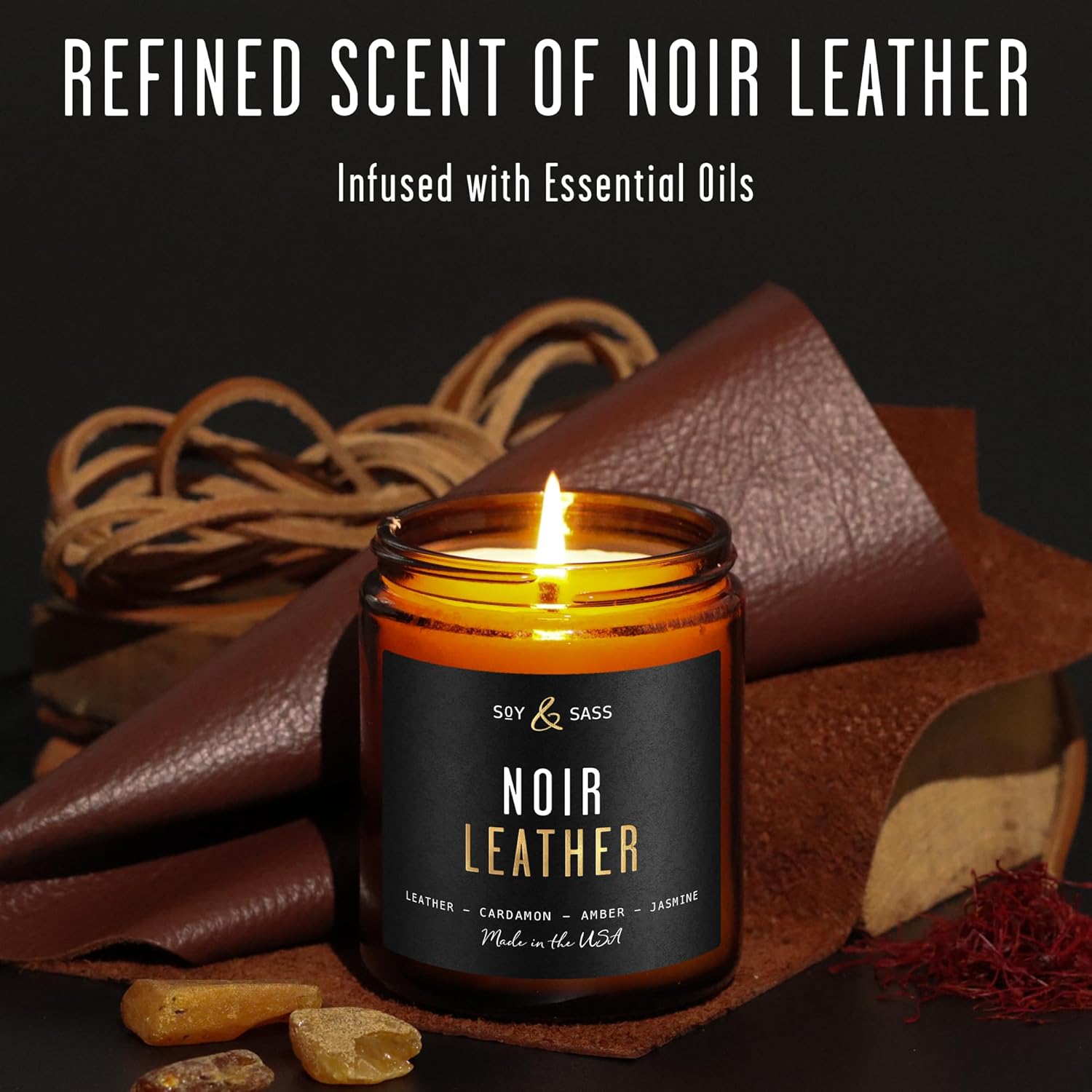 Smoked Vanilla Whiskey Candle - Scented Black Candles for Men or Women - Bourbon, Tobacco & Caramel Soy Wax Mens Candle - Infused w/Essential Oils | Long 50Hr Burn,9oz I Non Toxic I Made in USA