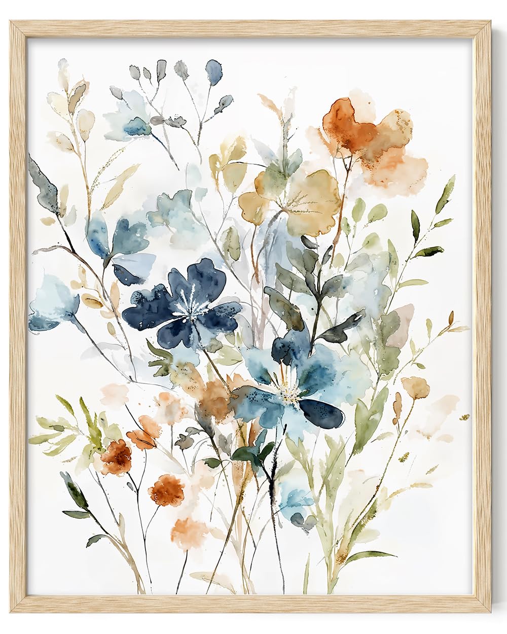 Summer Flowers Floral Artwork Watercolor Painting 11x14 Unframed Poster,Wildflower Wall Art,Abstract Botanical Flower Prints, Muted Floral Painting, Watercolor Prints for Living Room Decor, Art Lovers