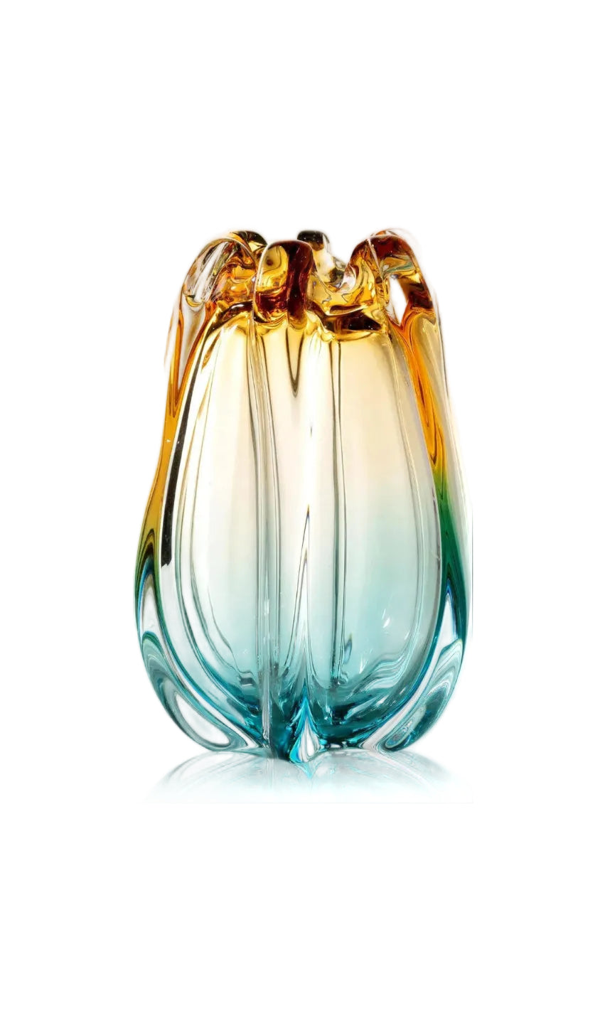 Hand Blown Glass Flower vases, Unique Glass vases, Wide Mouth vases, Small Modern Art Deco Glass vases for Home Living Room, Office, Table centerpieces, Bookshelves and Wedding Decorations - Handmade Lifestyle Shop