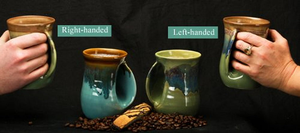 Clay in Motion Hand Warmer Coffee Mug – Handmade Coffee Mug With Comfortable Handle Contoured Pocket Hand Warming Ceramic Coffee Mug – Proudly Made in USA – Right Handed – 14 Oz - Island Oasis