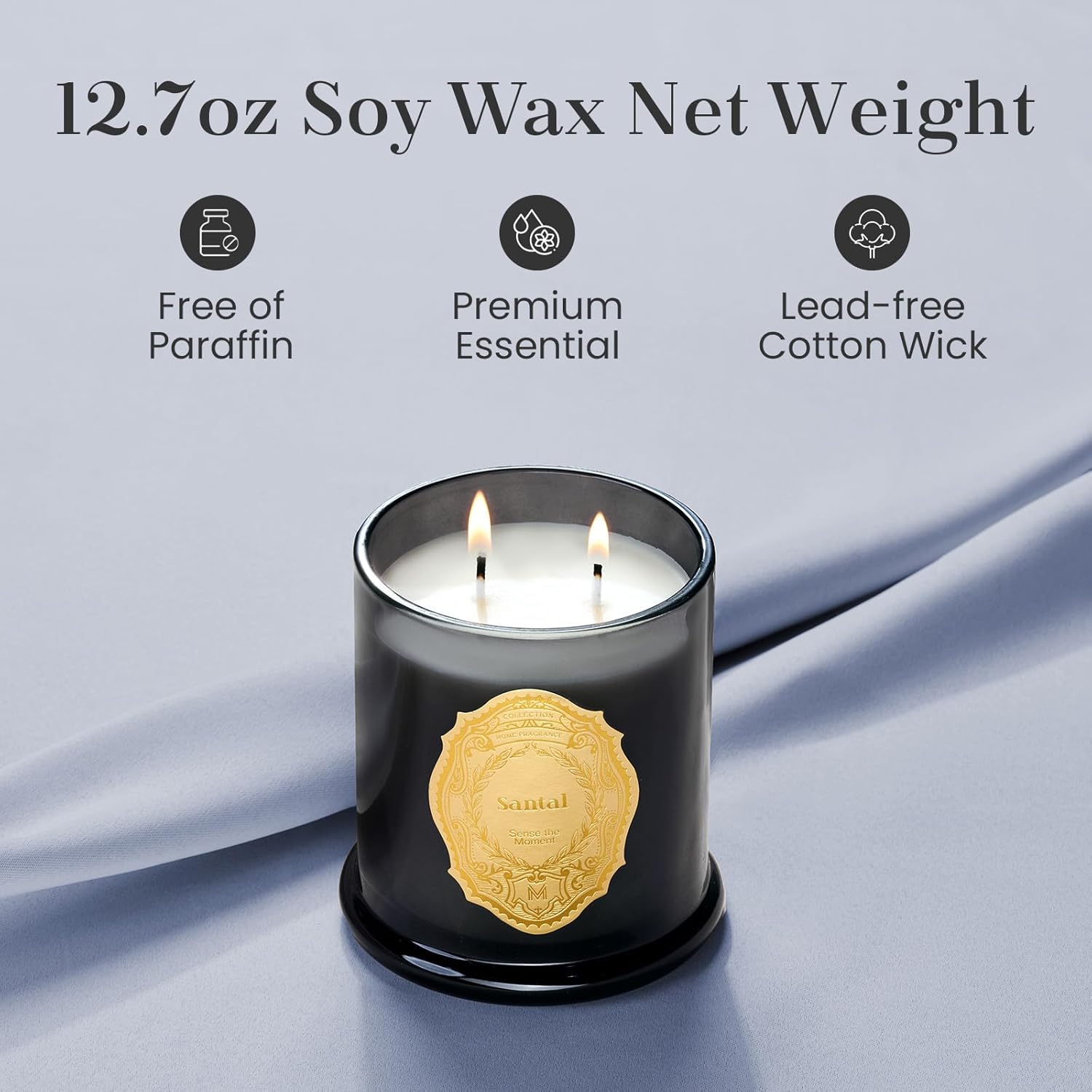 M&SENSE Sage Eucalyptus Candles for Home Scented, 2 Wick 12.7oz Soy Wax Candles Non Toxic,70 Hours Long Burning,Christmas Candles Gift for Stress Relief, Meditation, Yoga