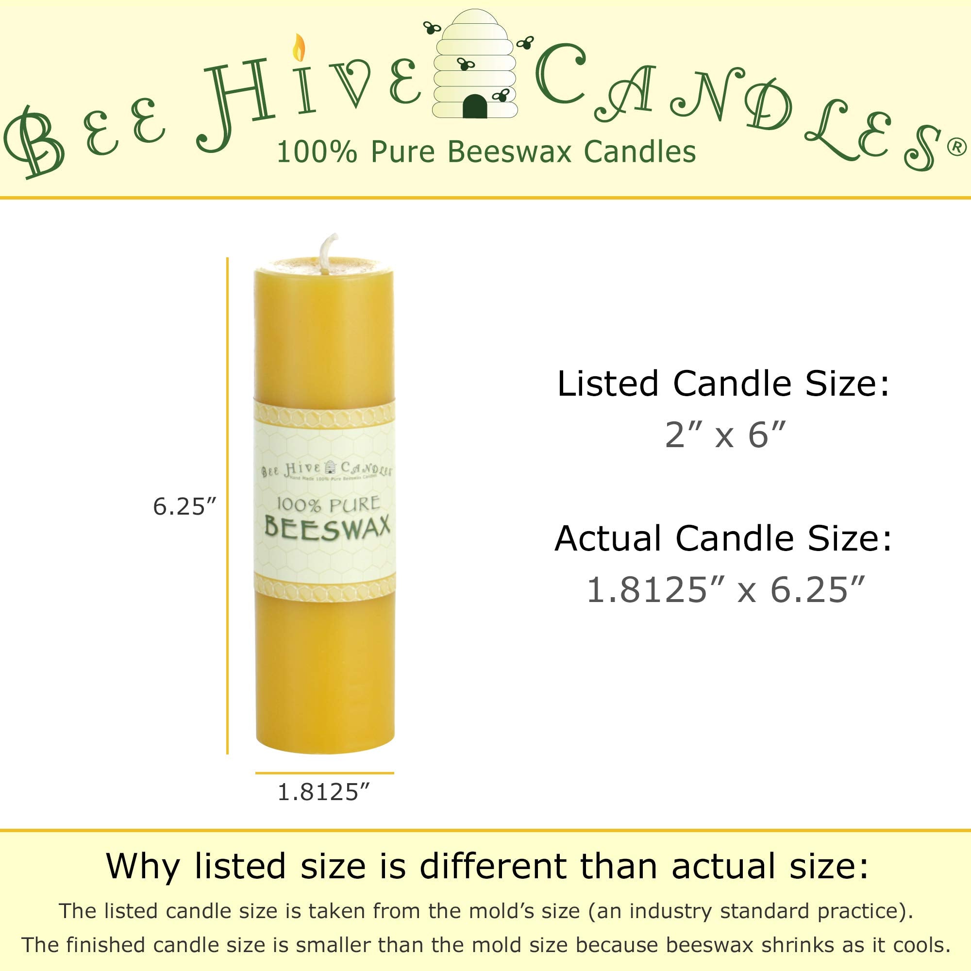 Bee Hive Candles 100% Pure Beeswax Pillar Candle (2" x 3" (3-Pack)) | Natural Beeswax Candles | Soy, Paraffin & Fragrance Free | Handmade in The USA